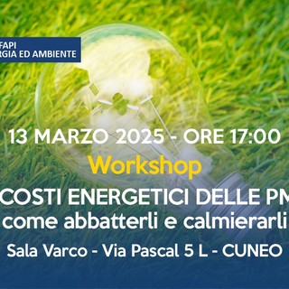 Costi energetici delle PMI come ridurne l’impatto è il tema del workshop promosso dall’unione di categoria Energia &amp; Ambiente di Confapi Cuneo