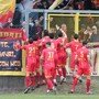 L'esultanza del Bra dopo il gol del vantaggio di Pautassi (foto Andrea Lusso, Ac Bra)