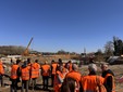 Alcuni momenti del sopralluogo tenuto questa mattina sul cantiere dell'autostrada Asti-Cuneo grazie all'iniziativa di Itinera, Confindustria Piemonte e Confindustria Cuneo