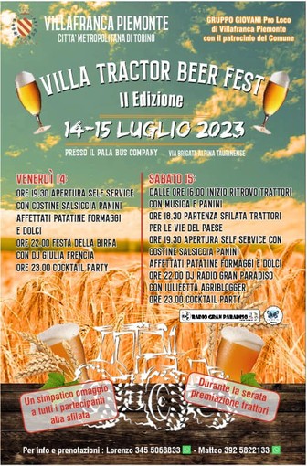 A Villafranca Piemonte torna il Villa Tractor Beer Fest