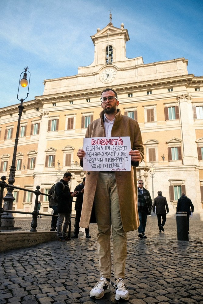 La protesta di Blengino davanti a Montecitorio