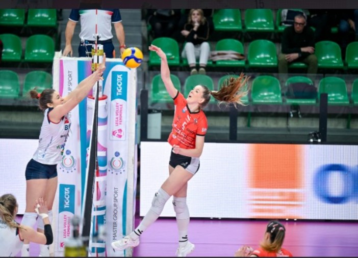 Tessa Polder, premiata MVP del match, in azione contro Bergamo (foto di Danilo Ninotto)