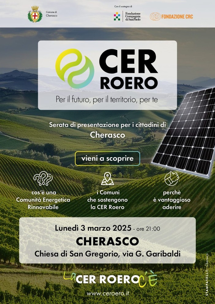 Il progetto CER Roero svela a Cherasco “il valore dell’energia sostenibile”