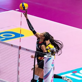 Wilma Salas della Smi Roma Volley, premiata MVP del match, in azione