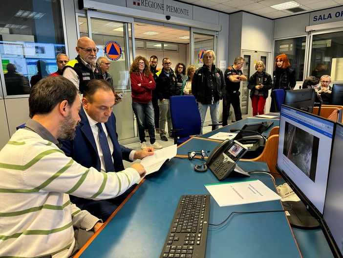 Dopo il maltempo dei giorni scorsi la visita del presidente Cirio alla Protezione Civile regionale