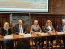 Da sinistra Liliana Allena, Mauro Carbone, Carlo Bo, Giuliana Cirio e Gianni Fogliano durante la presentazione dell'aprile scorso
