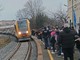 L'arrivo del primo treno sabato scorso a Costigliole Saluzzo