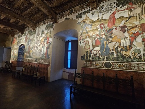 L'interno del castello della Manta