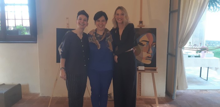 Cristina Pedratscher, Annachiara Busso, Francesca Lovera a Villa Radicati per il vernissage della mostra delle due artiste