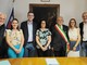 Il sindaco Marcellino Peretti con la giunta e i sindaci dei paesi limitrofi