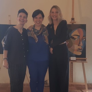 Cristina Pedratscher, Annachiara Busso, Francesca Lovera a Villa Radicati per il vernissage della mostra delle due artiste