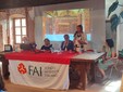 Il tavolo dei relatori ai Castelli di Lagnsco (da sinistra Marco Piccat, Maria Leonetti Cattaneo, Giorgio Fossati, Smeralda Saffirio Incisa, Eva Goldschmidt).