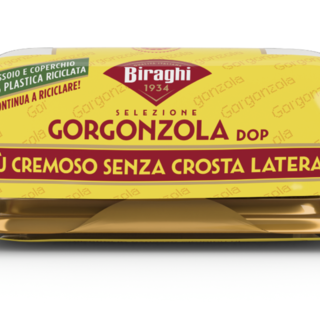 Biraghi punta sull’innovazione green: la nuova confezione del Gorgonzola DOP Selezione 200g utilizza per vassoio e cupola plastica 100% riciclata