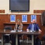 Saluzzo: incontro pubblico di Area Vasta &quot;Attacchiamoci al treno&quot;: in foto Pietro Degrosso, Cristina Bargero, Matteo Arena, Giuseppe Arena