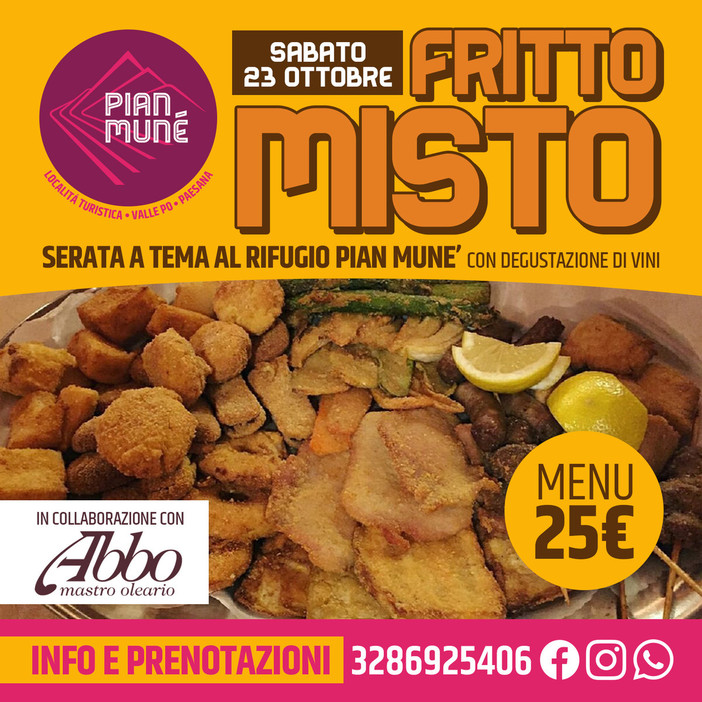 Terza serata a tema a Pian Munè: irrompe il fritto misto