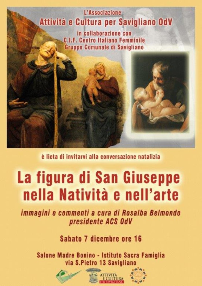 A Savigliano la conversazione natalizia &quot;La figura di San Giuseppe nella Natività e nell’arte&quot;