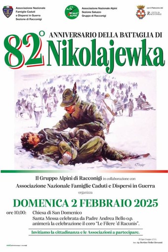 Racconigi, l'omaggio degli alpini per l'82esimo anniversario della Battaglia di Nikolajewka