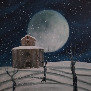 “Luna della Neve e la Zizzola di Bra”, opera pittorica di Franco Gotta