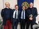 Luciano Zardo, Giovanni Siciliano, Luigi Fassino e l'assessore alla Sanità Genesio Icardi alla conviviale Rotary Saluzzo all'Interno2