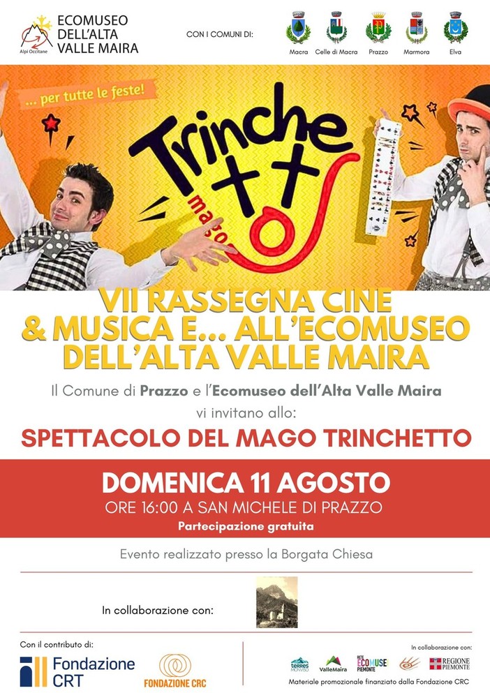 Rassegna Cine&amp;Musica, a San Michele di Prazzo arriva &quot;Il Mago Trinchetto&quot;