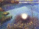 Matteo Olivero, olio su tela &quot;Riflesso di sole sul lago&quot;