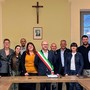 Il sindaco Emanuele Vaudano tra l'assessore Serena Casale e il vicesindaco Marco Margaria