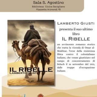 A Savigliano si presenta il libro &quot;Il ribelle&quot; dello scrittore cuneese Lamberto Giusti