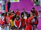 Coach Pintus e le ragazze della Honda Olivero Cuneo in un momento del match contro Bergamo (foto di Danilo Ninotto)