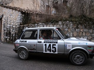 Autobianchi A112 Abarth dei saluzzesi  Enrico e Carlo Merenda  alla ventisettesima edizione del rally di Montecarlo historique