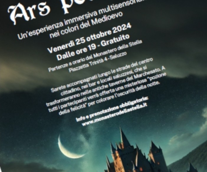 Venerdì 25 ottobre a Saluzzo, Ars Potionis, una esperienza immersiva multisensoriale nel Medioevo