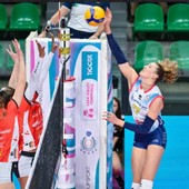 Ekaterina Antropova, premiata MVP del match, in azione contro la Honda Olivero Cuneo (foto di Danilo Ninotto)