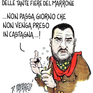 A Cuneo la Fiera del Marrone, mentre qualcuno è colto in &quot;castagna&quot;: la vignetta di Danilo Paparelli