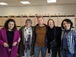 Le prof.sse albesi Lucia Toppino ed Elena Rolando con i docenti del Lycée René Char di Avignone Nicole Sander, Jean Petiot e Célia Filippini