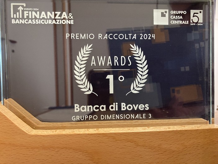 La Banca di Boves ottiene il &quot;Primo Premio Raccolta 2024&quot; nel cluster del Gruppo Cassa Centrale Banca