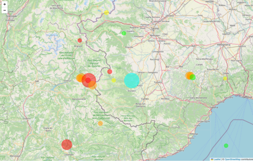 La mappa dei terremoti rilevati in Piemonte da Arpa negli ultimi trenta giorni