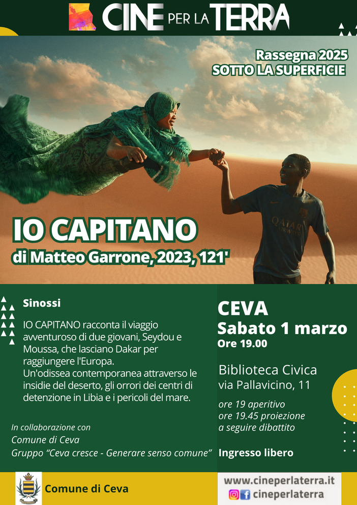 Cine per la Terra 2025, a Ceva si proietta il film &quot;Io Capitano&quot;