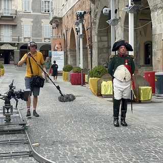 Un momento delle riprese a Piazza