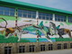 Il grande murale realizzato dallo street artist Iena Cruz sulla facciata della scuola media dell’istituto comprensivo Cuneo-Oltrestura a Madonna dell’Olmo