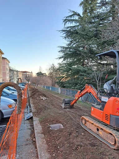 Il cantiere allestito nel corso cuneese