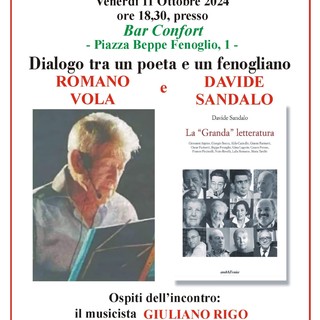 &quot;Dialogo tra un poeta e un fenogliano&quot;, al Bar Confort di Cravanzana il poeta Romano Vola e lo scrittore Davide Sandalo