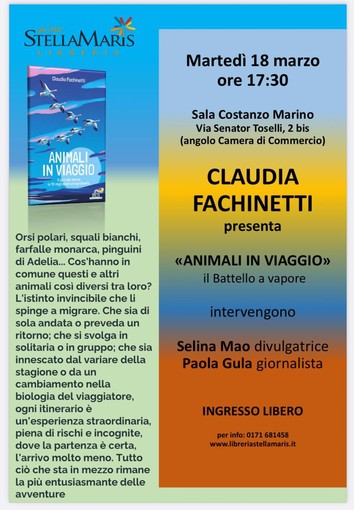 Cuneo, alla libreria Stella Maris si presenta il libro &quot;Animali in Viaggio&quot; di Claudia Fachinetti