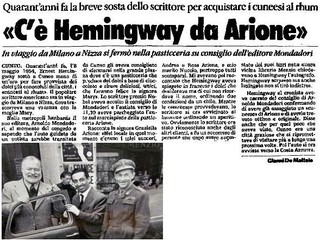 Hemingway visiting the Arione bar in Cuneo (Andrea Arione)