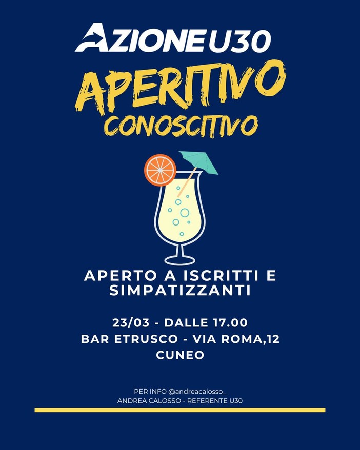 Azione invita i cittadini ad un aperitivo conoscitivo a Cuneo organizzato dal gruppo giovanile