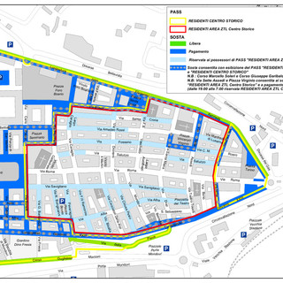 Mappa con evidenziate le aree dove è consentita la sosta con Pass