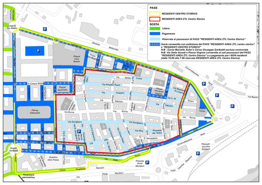 Mappa con evidenziate le aree dove è consentita la sosta con Pass