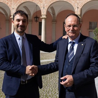 Emiliano Manfredonia con il presidente delle Acli cuneesi Elio Lingua, durante l’ultimo congresso provinciale, svoltosi a ottobre a Vicoforte