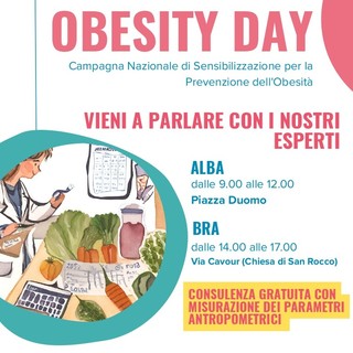 Alba e Bra partecipano all'Obesity Day: il 10 ottobre operatori specializzati forniranno consigli