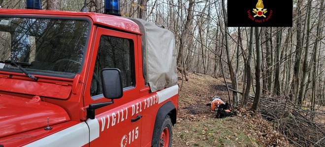 Demonte, principio d'incendio boschivo in località Podio