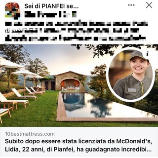 La notizia condivisa sul gruppo Facebook di Pianfei