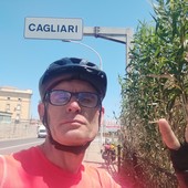Stefano Barale a Cagliari, dove ha terminato il giro della Sardegna